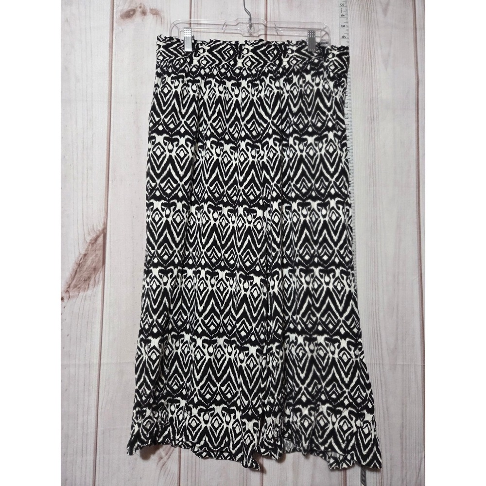 Rose Olive Pants‎ Ladies 1x Black White Diamond Pattern Bohemian Wide Leg Capri